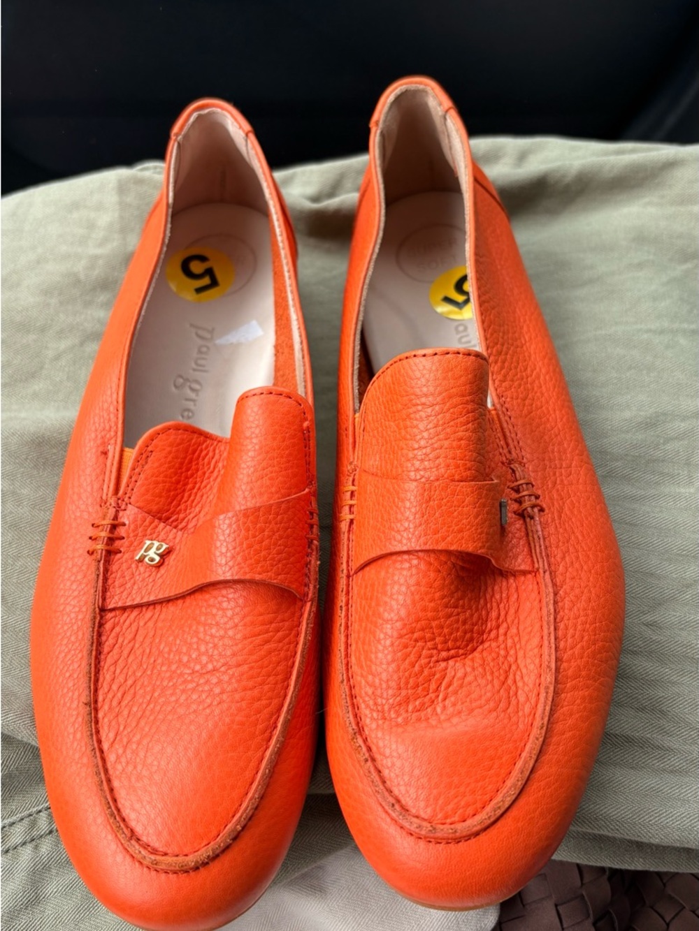 Paul Green Orange Leather Penny Loafers